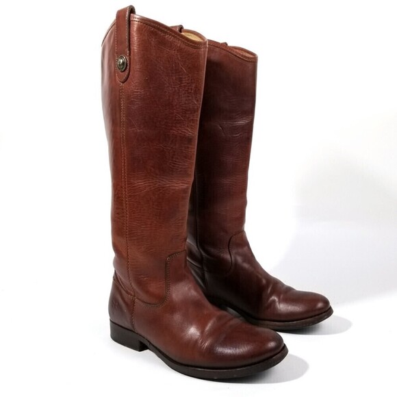 FRYE Melissa Whiskey Leather Button Lug Tall Boots Western Horse Gir Equestrian - Picture 6 of 12